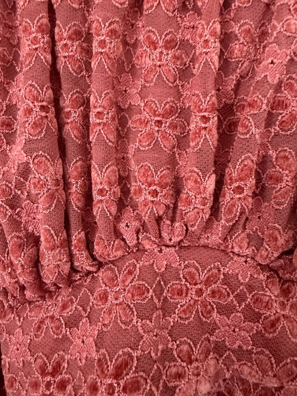 Beyond the Radar Off Shoulder Tie Front Floral Lace Crop Top Mauve Small - Picture 6 of 11